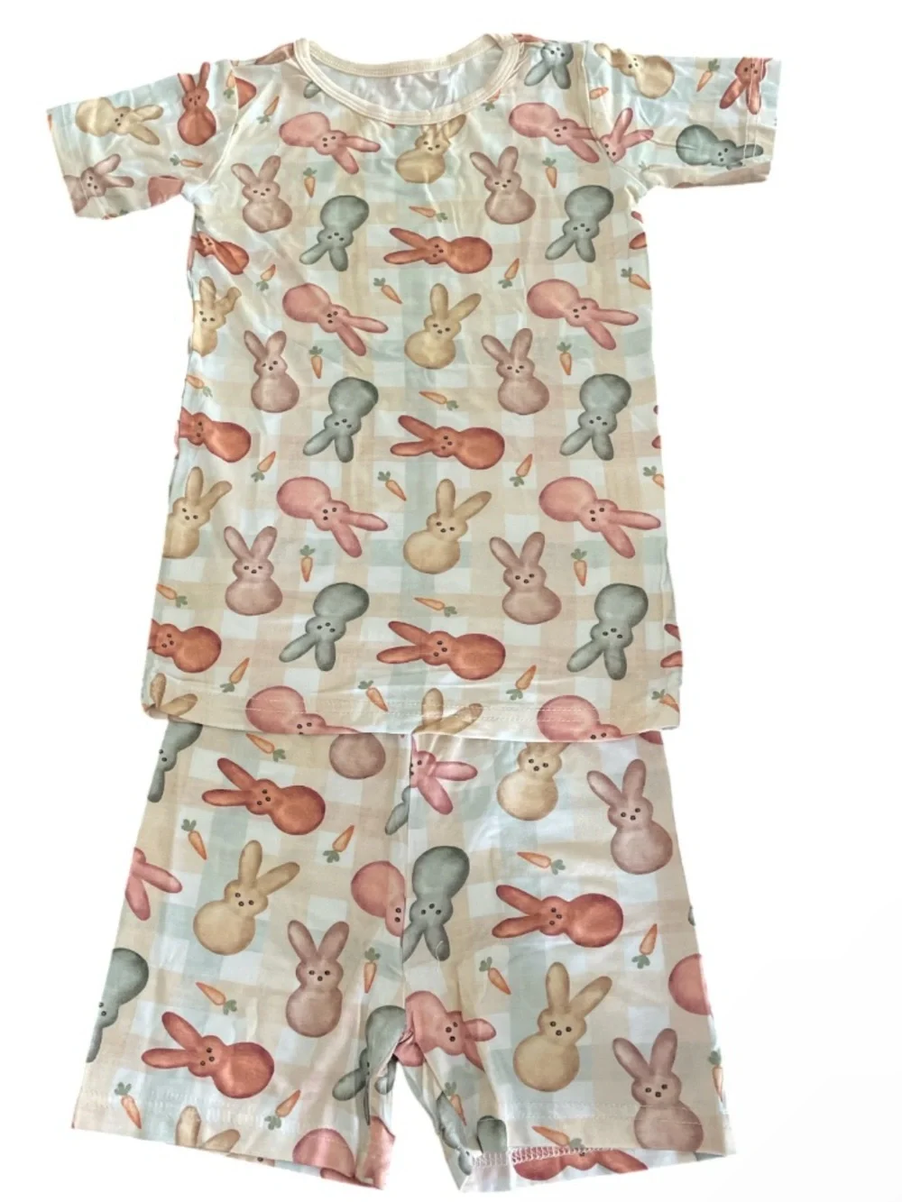Kids Bunny Print Pajama Set - Pastel Multicolor